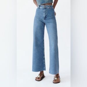 High-Waisted Zara Sailor Straight Jeans - Light Blue